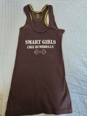 Active Basic Brown Tank Dress with Yellow Trim
